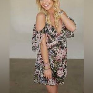 Planet Blue Blu moon ruffle Floral mini dress renaissance XSmall off the back